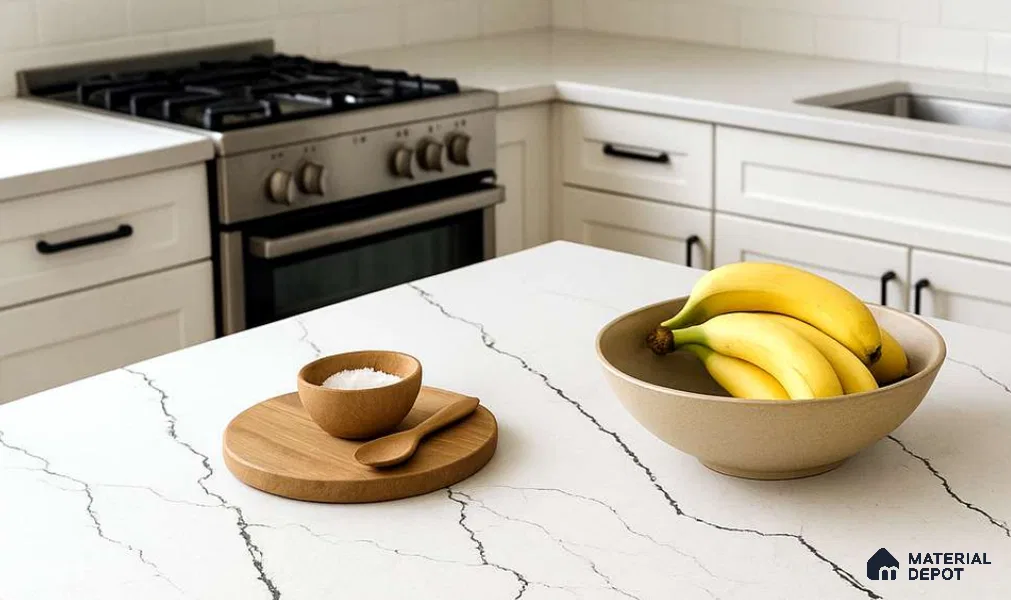 Belina Quartz QR 00339 Obsidian Trace Mini Jumbo Helsinki Series 10.53 ft x 4.79 ft Quartz - 20 mm | 10 Years and Replacement Warranty | Suitable for Kitchen, Restaurant, Counter Tops, Dining, Reception, office