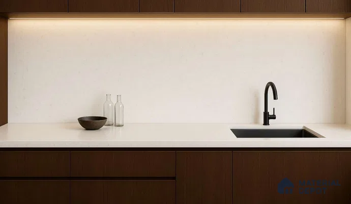 Belina Quartz QR 00351 B Aurora Veil Jumbo Helsinki Series 10.83 ft x 5.41 ft Quartz - 20 mm | 10 Years and Replacement Warranty | Suitable for Kitchen, Restaurant, Counter Tops, Dining, Reception, office