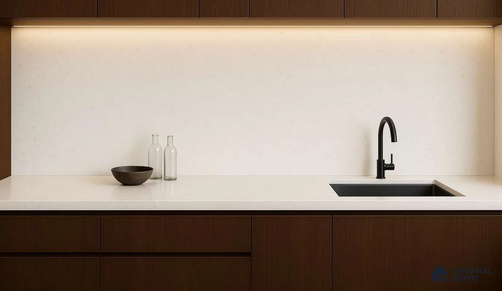 Belina Quartz QR 00351 B Aurora Veil Jumbo Helsinki Series 10.83 ft x 5.41 ft Quartz - 20 mm | 10 Years and Replacement Warranty | Suitable for Kitchen, Restaurant, Counter Tops, Dining, Reception, office