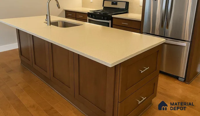 Belina Quartz QR 00360 B Sable Mist Jumbo Helsinki Series 10.83 ft x 5.41 ft Quartz - 20 mm | 10 Years and Replacement Warranty | Suitable for Kitchen, Restaurant, Counter Tops, Dining, Reception, office