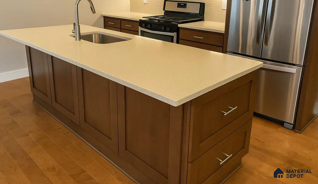 Belina Quartz QR 00360 B Sable Mist Jumbo Helsinki Series 10.83 ft x 5.41 ft Quartz - 20 mm | 10 Years and Replacement Warranty | Suitable for Kitchen, Restaurant, Counter Tops, Dining, Reception, office