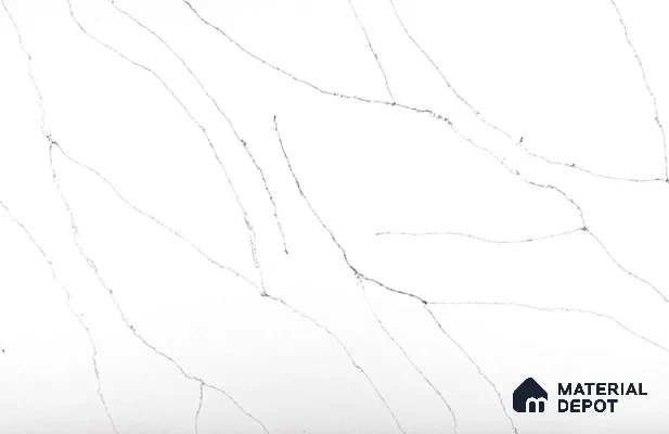Belina Quartz QR 00343 B Calacatta Whisper Jumbo Helsinki Series 10.83 ft x 5.41 ft Quartz - 20 mm | 10 Years and Replacement Warranty | Suitable for Kitchen, Restaurant, Counter Tops, Dining, Reception, office