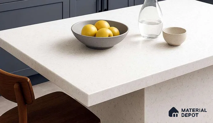 Belina Quartz QR 00350 B Frosted Carrara Jumbo Helsinki Series 10.83 ft x 5.41 ft Quartz - 20 mm | 10 Years and Replacement Warranty | Suitable for Kitchen, Restaurant, Counter Tops, Dining, Reception, office