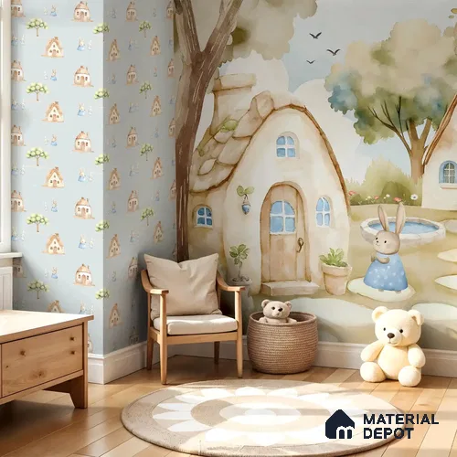 Hoppington Kids Room Handmade Wallpaper