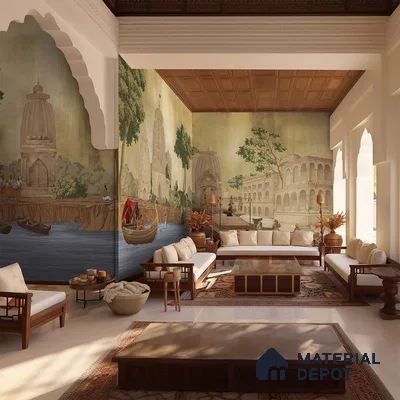 Kashi Indian Handmade Wallpaper, Sepia
