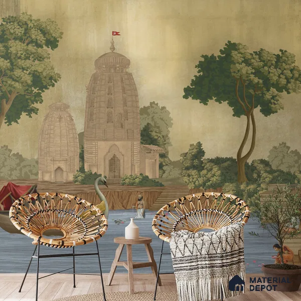 Kashi Indian Handmade Wallpaper, Sepia