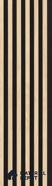 Beige Wooden Louver PN 05472 8 ft x 5 inch Charcoal Panel - 11 mm | Suitable for Feature Wall, TV Unit & Living Room | Width is Subjected to 5% Variation