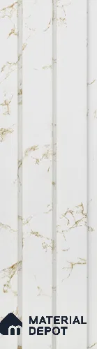 White Marble Louver PN 05479 8 ft x 5 inch Charcoal Panel - 11 mm | Suitable for Feature Wall, TV Unit & Living Room | Width is Subjected to 5% Variation