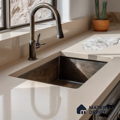 Belina Quartz QR 00215 Serene Dune Helsinki Series 11.5 ft x 6.5 ft Quartz - 20 mm | 10 Years of Replacement Warranty | Suitable for Kitchen, Restaurant, Counter Tops, Dining, Reception, office