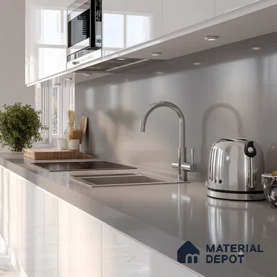 Belina Quartz QR 00214 Silvershadow Helsinki Series 11.5 ft x 6.5 ft Quartz - 20 mm | 10 Years of Replacement Warranty | Suitable for Kitchen, Restaurant, Counter Tops, Dining, Reception, office