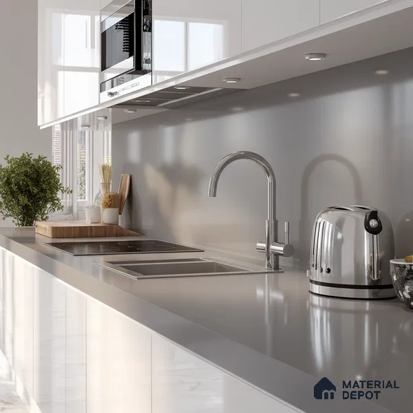 Belina Quartz QR 00214 Silvershadow Helsinki Series 11.5 ft x 6.5 ft Quartz - 20 mm | 10 Years of Replacement Warranty | Suitable for Kitchen, Restaurant, Counter Tops, Dining, Reception, office