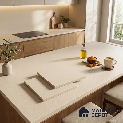 Marble Counter Top Slab TL 06035 Iconic Crema 8 ft x 2.6 ft mm Full Body Vitrified Matte Finish - 15 mm | Suitable For Counter Top, Dining Table Top & Window Frame