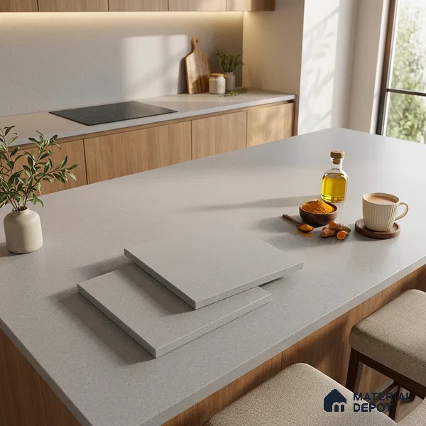 Cement Look Counter Top Slab TL 06036 Iconic Gris 8 ft x 2.6 ft mm Full Body Vitrified Matte Finish - 15 mm | Suitable For Counter Top, Dining Table Top & Window Frame