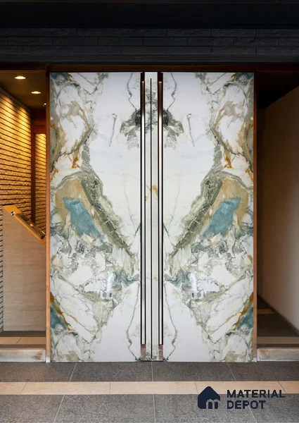 White Marble Look Alabaster Sheet/Panel 8 ft x 4 ft - 2 mm | PN 06479 | Suitable for Pooja Room, Feature Wall, Ceiling & Reception | Width is Subjected to 5% Variation