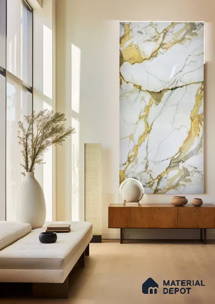 White Marble Look Alabaster Sheet/Panel 8 ft x 4 ft - 2 mm | PN 06480 | Suitable for Pooja Room, Feature Wall, Ceiling & Reception | Width is Subjected to 5% Variation