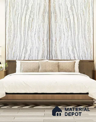 Grey Marble Look Alabaster Sheet/Panel 8 ft x 4 ft - 2 mm | PN 06481 | Suitable for Pooja Room, Feature Wall, Ceiling & Reception | Width is Subjected to 5% Variation