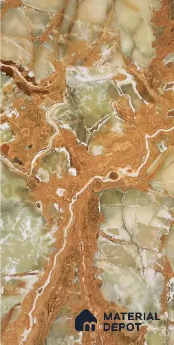 Brown Marble Look Alabaster Sheet/Panel 8 ft x 4 ft - 2 mm | PN 06483 | Suitable for Pooja Room, Feature Wall, Ceiling & Reception | Width is Subjected to 5% Variation