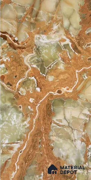 Brown Marble Look Alabaster Sheet/Panel 8 ft x 4 ft - 2 mm | PN 06483 | Suitable for Pooja Room, Feature Wall, Ceiling & Reception | Width is Subjected to 5% Variation