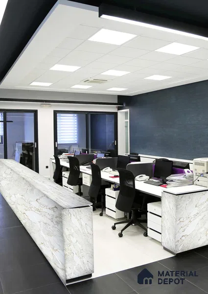 White Marble Look Alabaster Sheet/Panel 8 ft x 4 ft - 2 mm | PN 06474 | Suitable for Pooja Room, Feature Wall, Ceiling & Reception | Width is Subjected to 5% Variation
