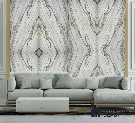 White Marble Look Alabaster Sheet/Panel 8 ft x 4 ft - 2 mm | PN 06476 | Suitable for Pooja Room, Feature Wall, Ceiling & Reception | Width is Subjected to 5% Variation
