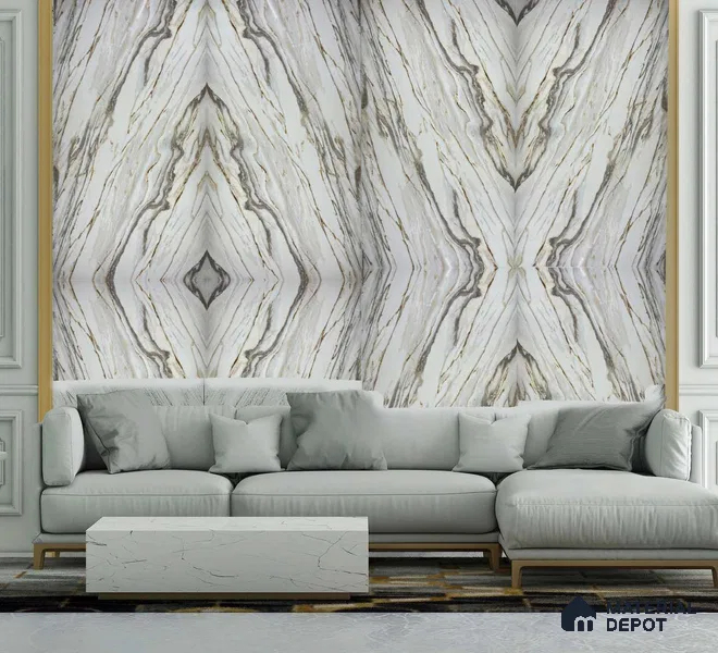 White Marble Look Alabaster Sheet/Panel 8 ft x 4 ft - 2 mm | PN 06476 | Suitable for Pooja Room, Feature Wall, Ceiling & Reception | Width is Subjected to 5% Variation