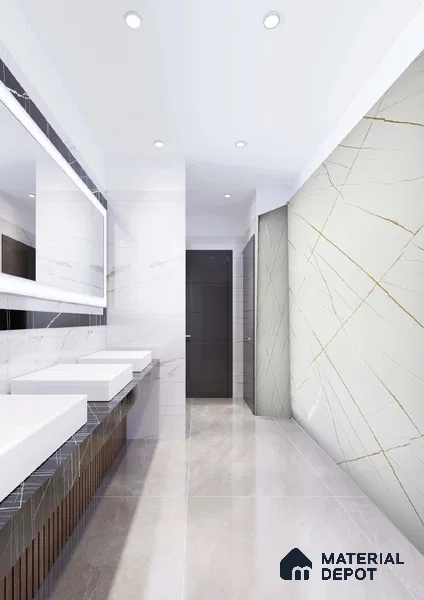 White Marble Look Alabaster Sheet/Panel 8 ft x 4 ft - 2 mm | PN 06478 | Suitable for Pooja Room, Feature Wall, Ceiling & Reception | Width is Subjected to 5% Variation