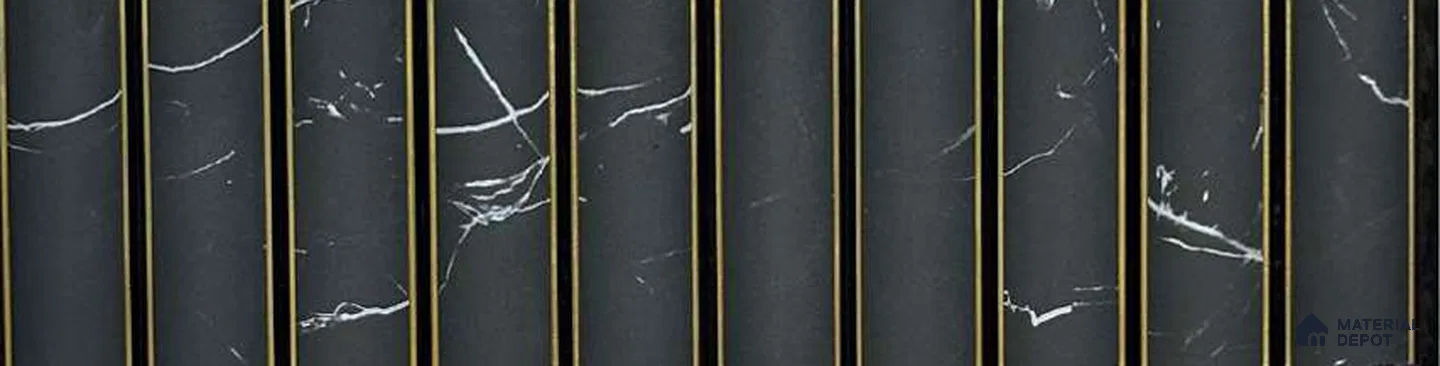Grey Marble Louver PN 05543 8 ft x 6 inch Charcoal Panel - 7 mm | Suitable for Feature Wall, TV Unit & Living Room | Width is Subjected to 5% Variation