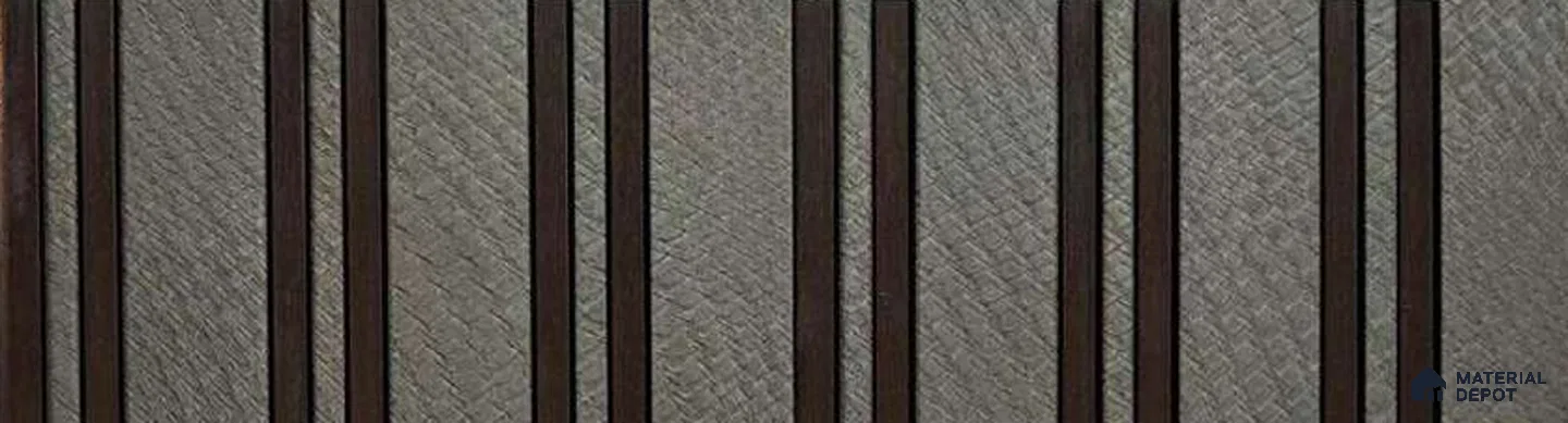 Brown Leather Louver PN 05552 8 ft x 6 inch Charcoal Panel - 7 mm | Suitable for Feature Wall, TV Unit & Living Room | Width is Subjected to 5% Variation