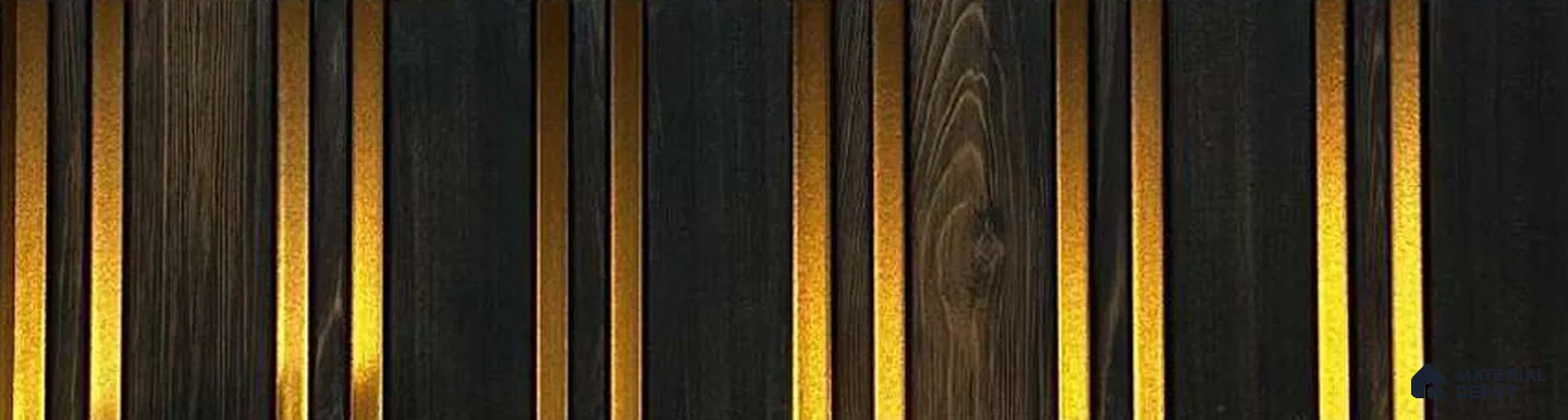 Brown Wooden Louver PN 05550 8 ft x 6 inch Charcoal Panel - 7 mm | Suitable for Feature Wall, TV Unit & Living Room | Width is Subjected to 5% Variation