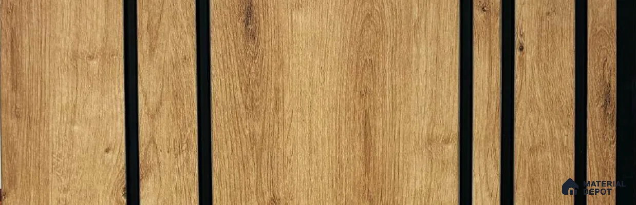 Brown Wooden Louver PN 05556 9.5 ft x 12 inch Charcoal Panel - 6 mm | Suitable for Feature Wall, TV Unit & Living Room | Width is Subjected to 5% Variation