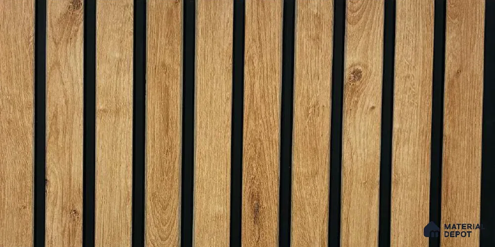 Brown Wooden Louver PN 05554 9.5 ft x 12 inch Charcoal Panel - 6 mm | Suitable for Feature Wall, TV Unit & Living Room | Width is Subjected to 5% Variation