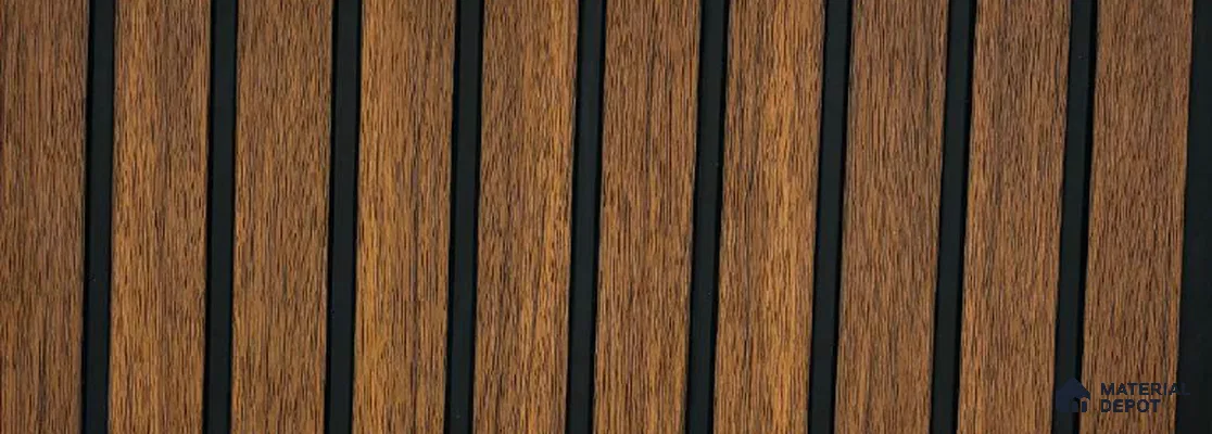 Brown Wooden Louver PN 05560 9.5 ft x 12 inch Charcoal Panel - 6 mm | Suitable for Feature Wall, TV Unit & Living Room | Width is Subjected to 5% Variation