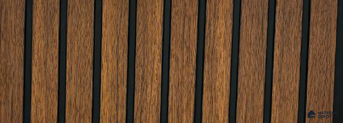 Brown Wooden Louver PN 05560 9.5 ft x 12 inch Charcoal Panel - 6 mm | Suitable for Feature Wall, TV Unit & Living Room | Width is Subjected to 5% Variation
