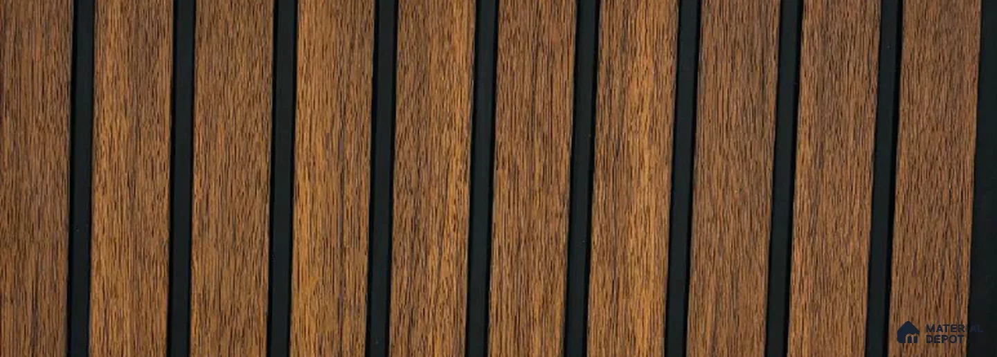 Brown Wooden Louver PN 05560 9.5 ft x 12 inch Charcoal Panel - 6 mm | Suitable for Feature Wall, TV Unit & Living Room | Width is Subjected to 5% Variation