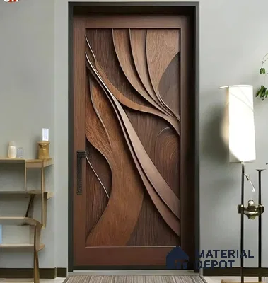 Duco Paintable Walnut Whirl Design 7 ft x 3 ft CNC Cut HDHMR 3D Door - 25 mm