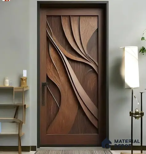 Duco Paintable Walnut Whirl Design 7 ft x 3 ft CNC Cut HDHMR 3D Door - 25 mm