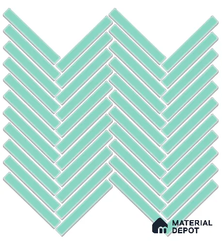 Mosaic Floor & Wall Herring Bone Tile TL 10644 AF | 275.8x301.9 mm (Chip Size 12x93 mm) Glossy Finish Porcelain Tile - 8 mm | Suitable For Outdoor, Swimming Pool Area