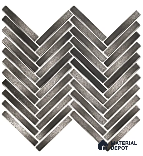 Mosaic Floor & Wall Herring Bone Tile TL 10644 AX | 275.8x301.9 mm (Chip Size 12x93 mm) Glossy Finish Porcelain Tile - 8 mm | Suitable For Outdoor, Swimming Pool Area