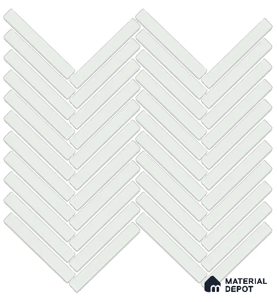 Mosaic Floor & Wall Herring Bone Tile TL 10644 O | 275.8x301.9 mm (Chip Size 12x93 mm) Glossy Finish Porcelain Tile - 8 mm | Suitable For Outdoor, Swimming Pool Area