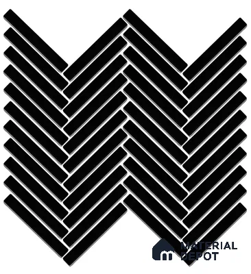 Mosaic Floor & Wall Herring Bone Tile TL 10644 V | 275.8x301.9 mm (Chip Size 12x93 mm) Glossy Finish Porcelain Tile - 8 mm | Suitable For Outdoor, Swimming Pool Area