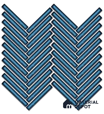Mosaic Floor & Wall Herring Bone Tile TL 10644 BA | 275.8x301.9 mm (Chip Size 12x93 mm) Glossy Finish Porcelain Tile - 8 mm | Suitable For Outdoor, Swimming Pool Area