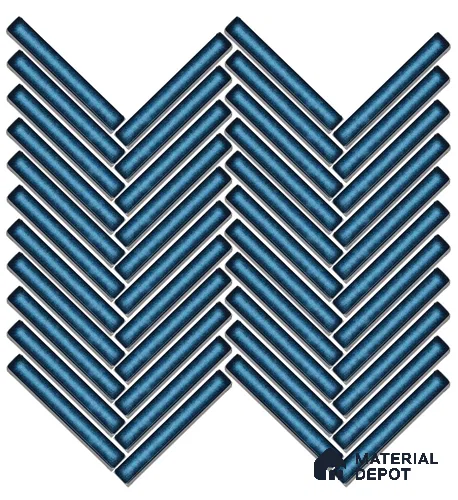 Mosaic Floor & Wall Herring Bone Tile TL 10644 BA | 275.8x301.9 mm (Chip Size 12x93 mm) Glossy Finish Porcelain Tile - 8 mm | Suitable For Outdoor, Swimming Pool Area