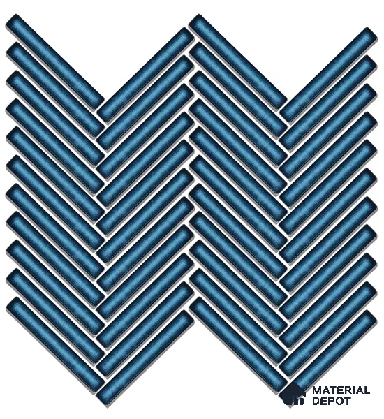 Mosaic Floor & Wall Herring Bone Tile TL 10644 BA | 275.8x301.9 mm (Chip Size 12x93 mm) Glossy Finish Porcelain Tile - 8 mm | Suitable For Outdoor, Swimming Pool Area