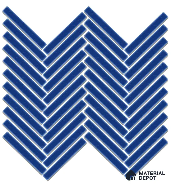 Mosaic Floor & Wall Herring Bone Tile TL 10644 AM | 275.8x301.9 mm (Chip Size 12x93 mm) Glossy Finish Porcelain Tile - 8 mm | Suitable For Outdoor, Swimming Pool Area