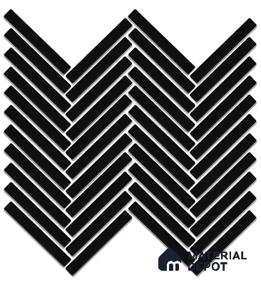 Mosaic Floor & Wall Herring Bone Tile TL 10644 M | 275.8x301.9 mm (Chip Size 12x93 mm) Glossy Finish Porcelain Tile - 8 mm | Suitable For Outdoor, Swimming Pool Area