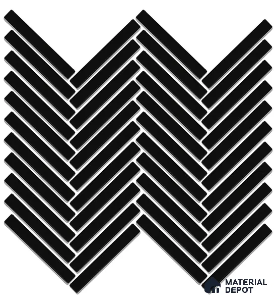 Mosaic Floor & Wall Herring Bone Tile TL 10644 M | 275.8x301.9 mm (Chip Size 12x93 mm) Glossy Finish Porcelain Tile - 8 mm | Suitable For Outdoor, Swimming Pool Area