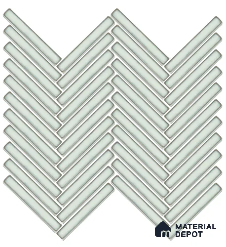 Mosaic Floor & Wall Herring Bone Tile TL 10644 AZ | 275.8x301.9 mm (Chip Size 12x93 mm) Glossy Finish Porcelain Tile - 8 mm | Suitable For Outdoor, Swimming Pool Area