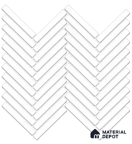 Mosaic Floor & Wall Herring Bone Tile TL 10644 U | 275.8x301.9 mm (Chip Size 12x93 mm) Glossy Finish Porcelain Tile - 8 mm | Suitable For Outdoor, Swimming Pool Area