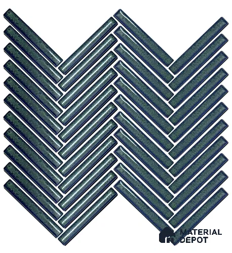 Mosaic Floor & Wall Herring Bone Tile TL 10644 AV | 275.8x301.9 mm (Chip Size 12x93 mm) Glossy Finish Porcelain Tile - 8 mm | Suitable For Outdoor, Swimming Pool Area