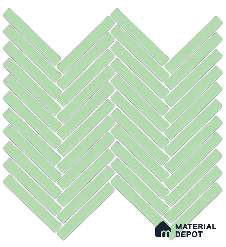 Mosaic Floor & Wall Herring Bone Tile TL 10644 R | 275.8x301.9 mm (Chip Size 12x93 mm) Glossy Finish Porcelain Tile - 8 mm | Suitable For Outdoor, Swimming Pool Area